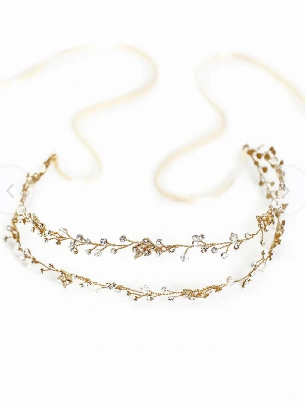 Brides & Hairpins Gia Halo Gold and Crystal Bridal Headband-Hair Accessories